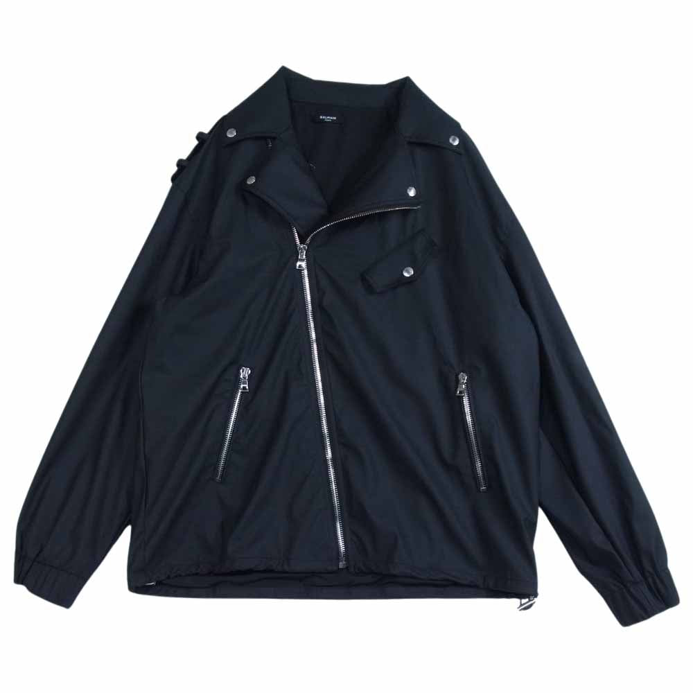 BALMAIN バルマン TG095XC03 GIACCA BIKER バックロゴ ジャッカ バイカー ライダース ブラック系 48【中古】