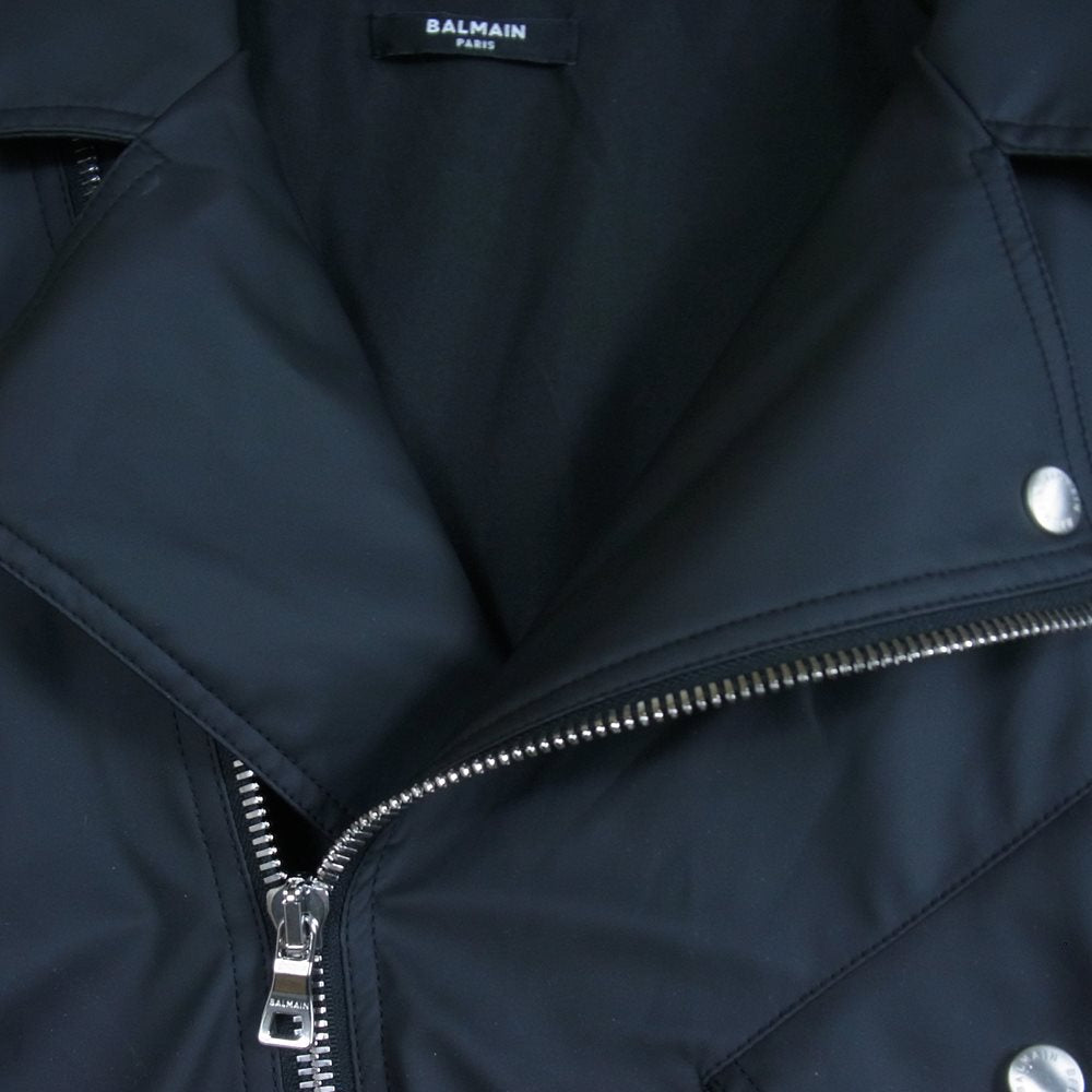 BALMAIN バルマン TG095XC03 GIACCA BIKER バックロゴ ジャッカ バイカー ライダース ブラック系 48【中古】