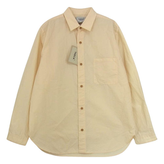 YAECA ヤエカ 48152 WRITE BUTTON SHIRT NATURAL ナチュラル ウッドボタン シャツ ベージュ系 S【中古】