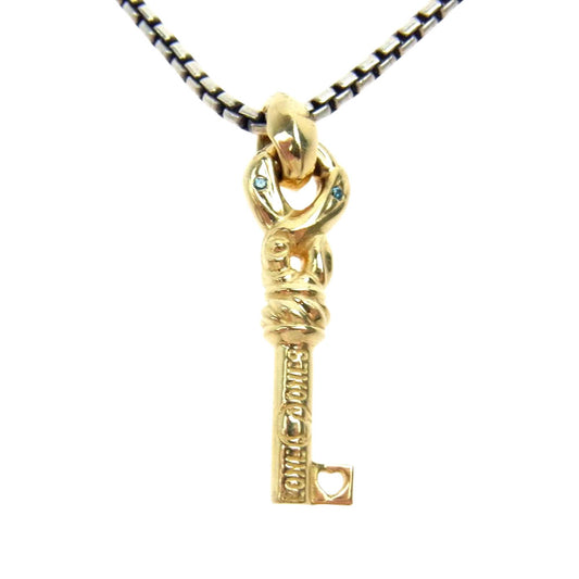 LONE ONES ロンワンズ K18 クレーンキー シルクリンク ストーン入り ペンダントトップ XS K18ゴールドフック コンビ メイティングフライト ボックスチェーン S ネックレス ゴールド系 シルバー系【中古】