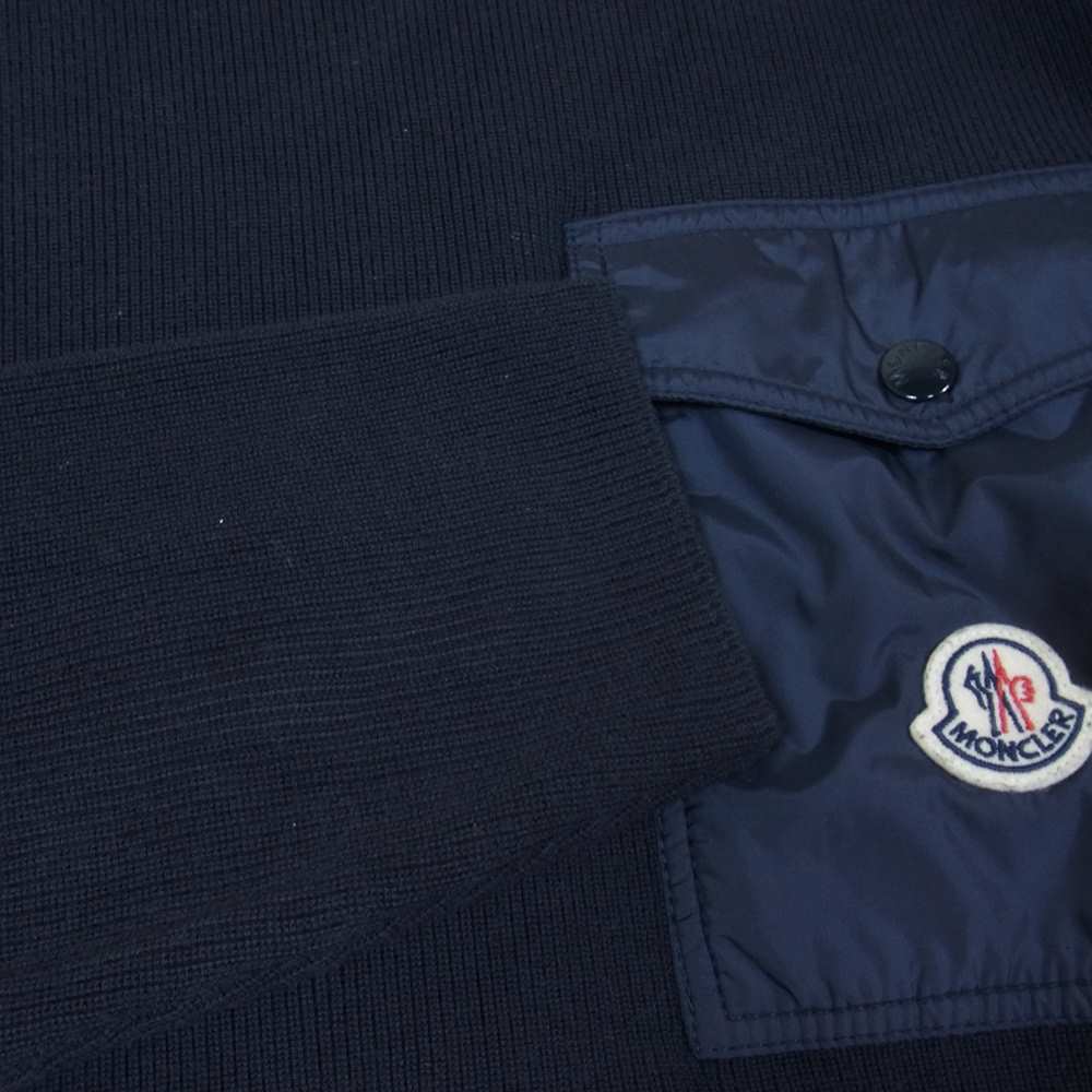 MONCLER モンクレール GIROCOLLO TRICOT トリコ ナイロン ポケット ニット セーター ネイビー系 M【中古】