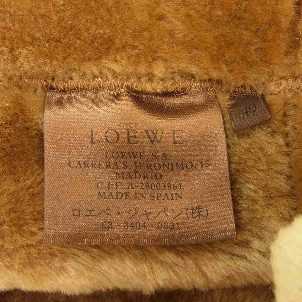 LOEWE ロエベ ムートン ロングコート ベージュ系 40【中古】