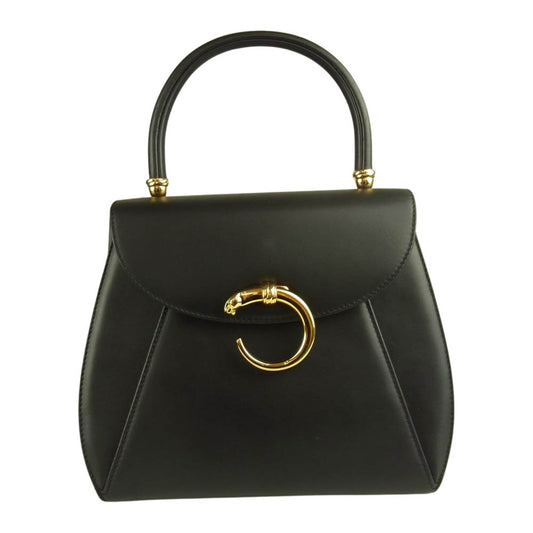 CARTIER カルティエ パンテール レザー ハンドバッグ ブラック系【中古】
