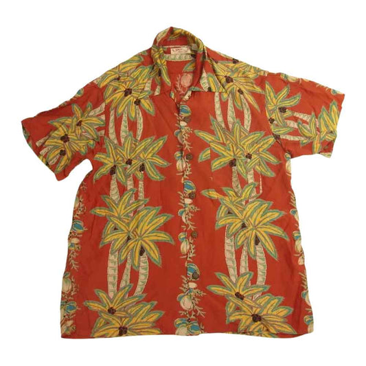 SUN SURF サンサーフ 総柄 レーヨン 半袖 アロハ シャツ レッド系【中古】