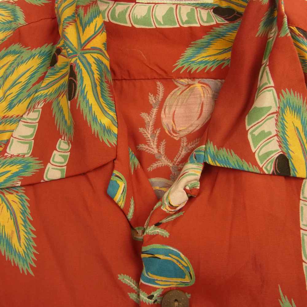 SUN SURF サンサーフ 総柄 レーヨン 半袖 アロハ シャツ レッド系【中古】