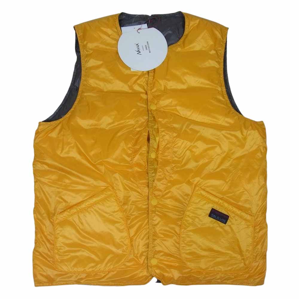 NANGA ナンガ × CAL O LINE キャルオーライン BLACK HOLE DOWN VEST ダウン ベスト イエロー系 M【美品】【中古】