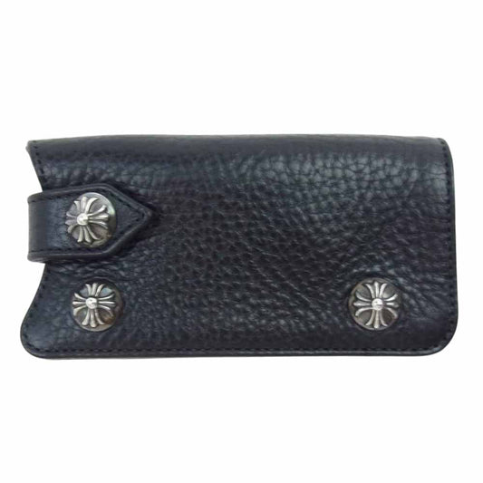 CHROME HEARTS クロムハーツ（原本有） クロスポール ボタン レザー キーケース  ブラック系【中古】