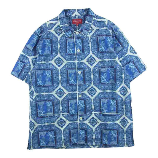 Supreme シュプリーム 22SS Regency Pajama リージェンシー パジャマ 半袖 シャツ ブルー系 M【極上美品】【中古】