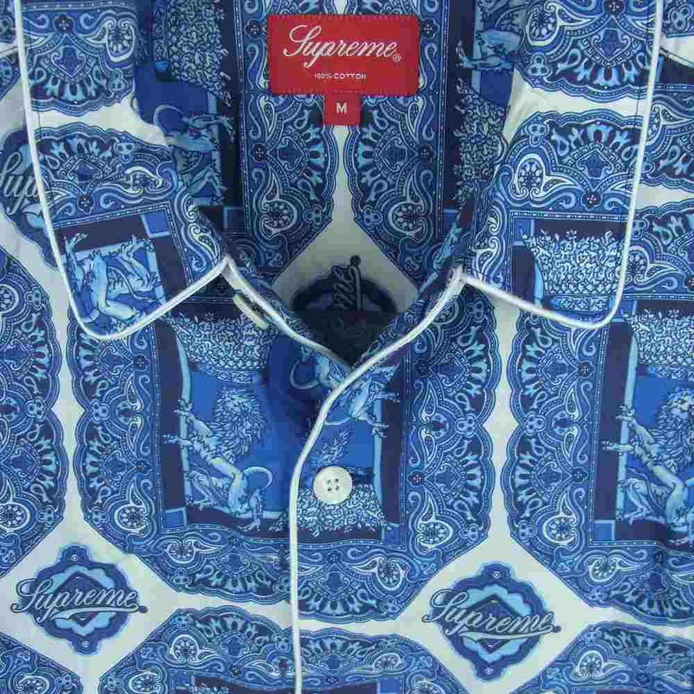 Supreme シュプリーム 22SS Regency Pajama リージェンシー パジャマ 半袖 シャツ ブルー系 M【極上美品】【中古】