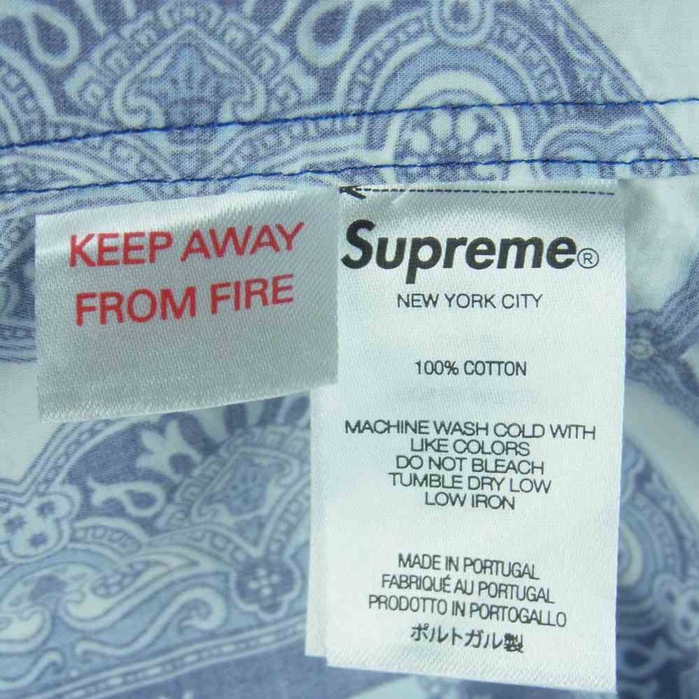 Supreme シュプリーム 22SS Regency Pajama リージェンシー パジャマ 半袖 シャツ ブルー系 M【極上美品】【中古】