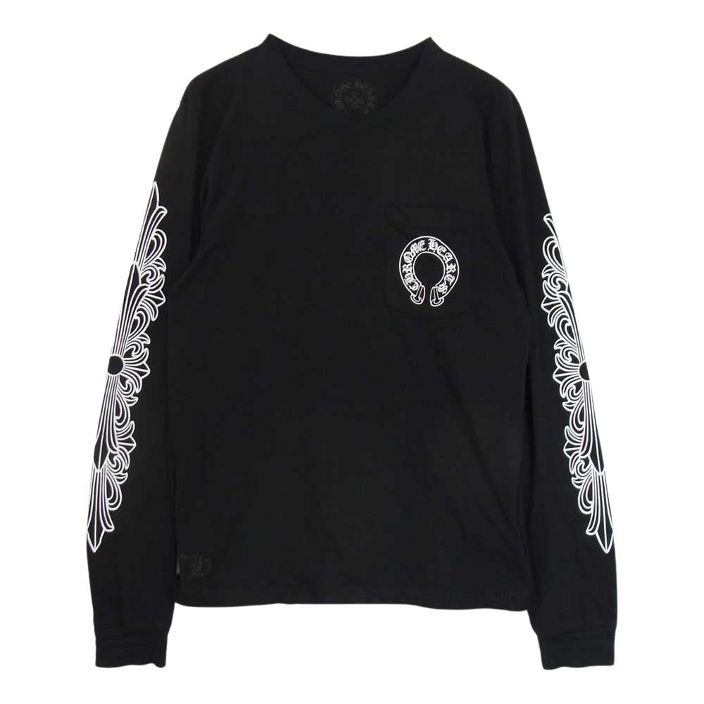 CHROME HEARTS クロムハーツ（原本無） LONG SLEEVE フローラルクロス 長袖 Tシャツ  ブラック系 M【中古】