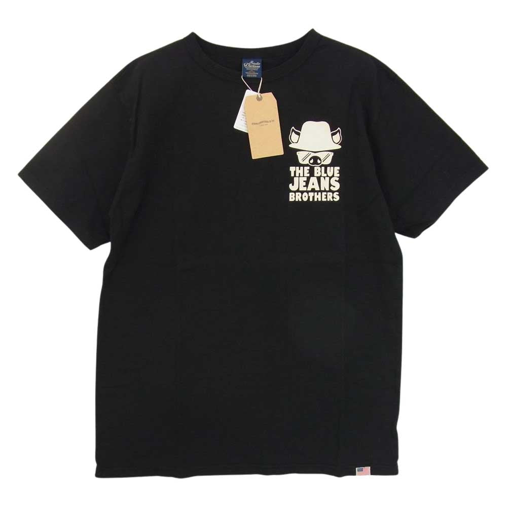 STUDIO D’ARTISAN ステュディオダルチザン 9996A USA コットン THE BLUE JEANS BROTHERS プリント 半袖 Tシャツ ブラック系 XL【極上美品】【中古】