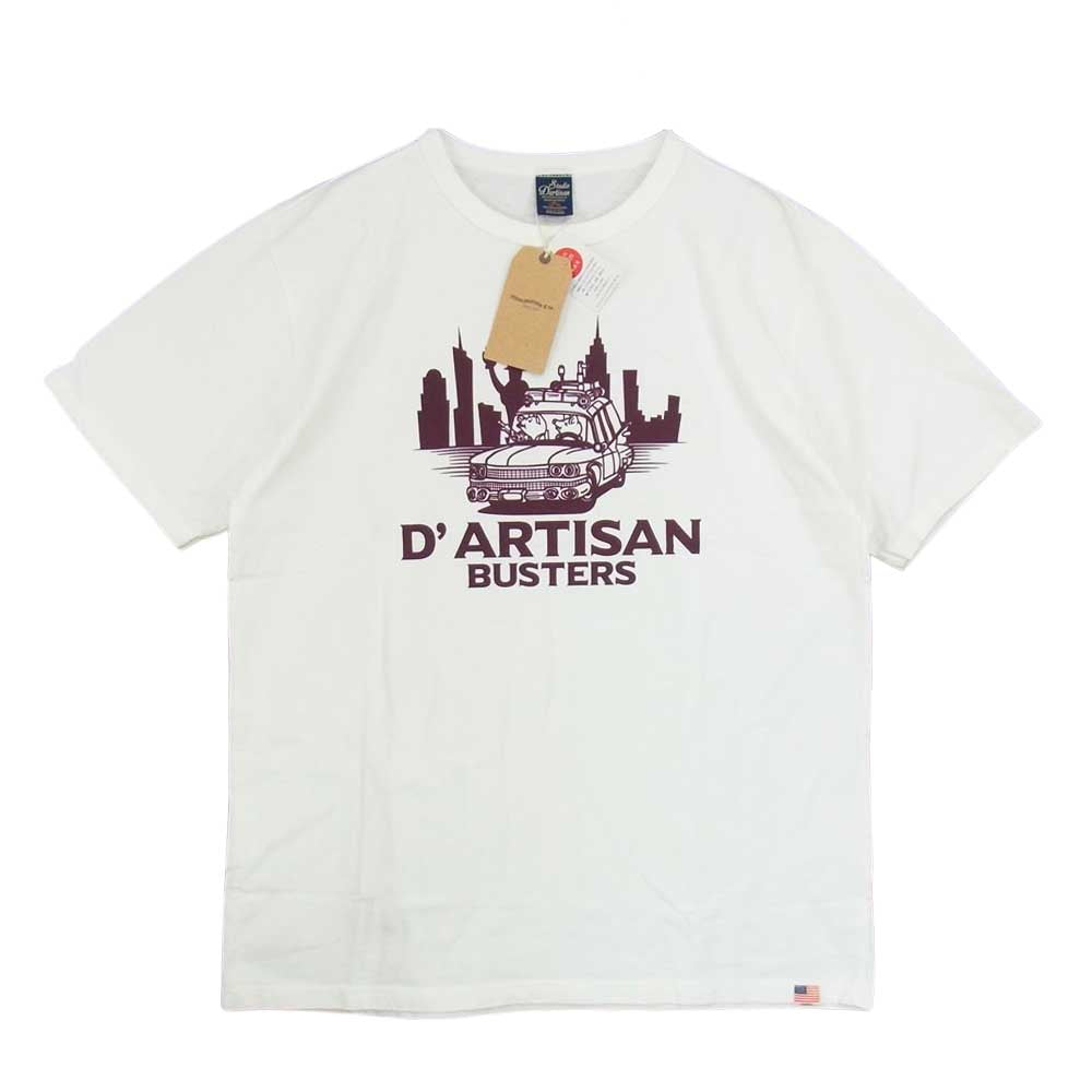 STUDIO D’ARTISAN ステュディオダルチザン 8040B USA コットン D’ARTISAN BUSTERS プリント 半袖 Tシャツ ホワイト系 2XL【極上美品】【中古】
