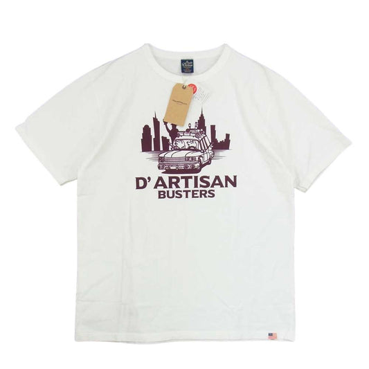 STUDIO D’ARTISAN ステュディオダルチザン 8040B USA コットン D’ARTISAN BUSTERS プリント 半袖 Tシャツ ホワイト系 2XL【極上美品】【中古】