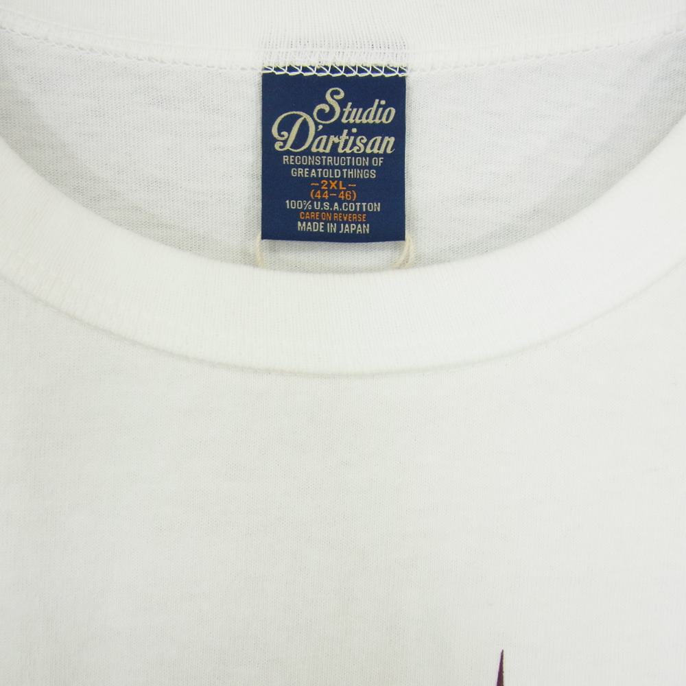 STUDIO D’ARTISAN ステュディオダルチザン 8040B USA コットン D’ARTISAN BUSTERS プリント 半袖 Tシャツ ホワイト系 2XL【極上美品】【中古】