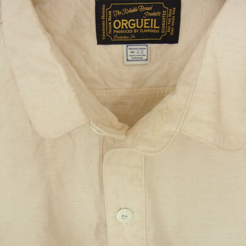 ORGUEIL オルゲイユ OR-5029B PULLOVER SHIRT プルオーバー 半袖 シャツ ベージュ系 42【中古】