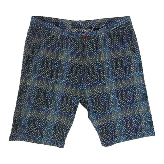STUDIO D’ARTISAN ステュディオダルチザン 1827 NORAGI SASHIKO 刺し子 チェック ハーフ パンツ ネイビー系 38【中古】