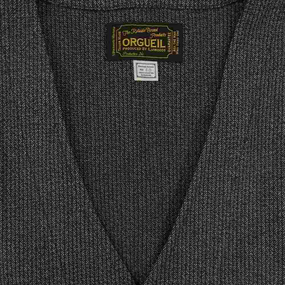 ORGUEIL オルゲイユ OR-4097 COVERT STRIPE WORKERS GILET 撚り杢 ストライプ ワーカーズ ゴマ塩 ジレ ベスト ブラック系 40【新古品】【未使用】【中古】