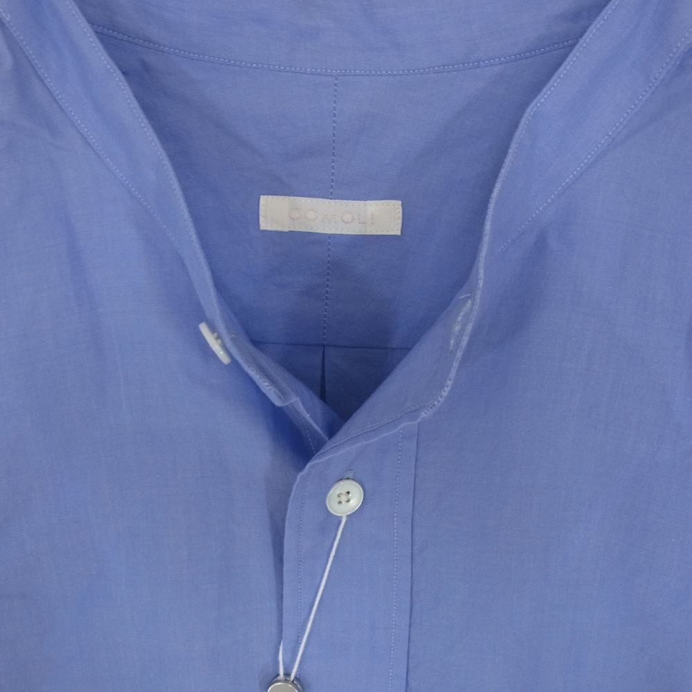 COMOLI コモリ バンドカラーシャツ サックスブルー 3 L コモリシャツ