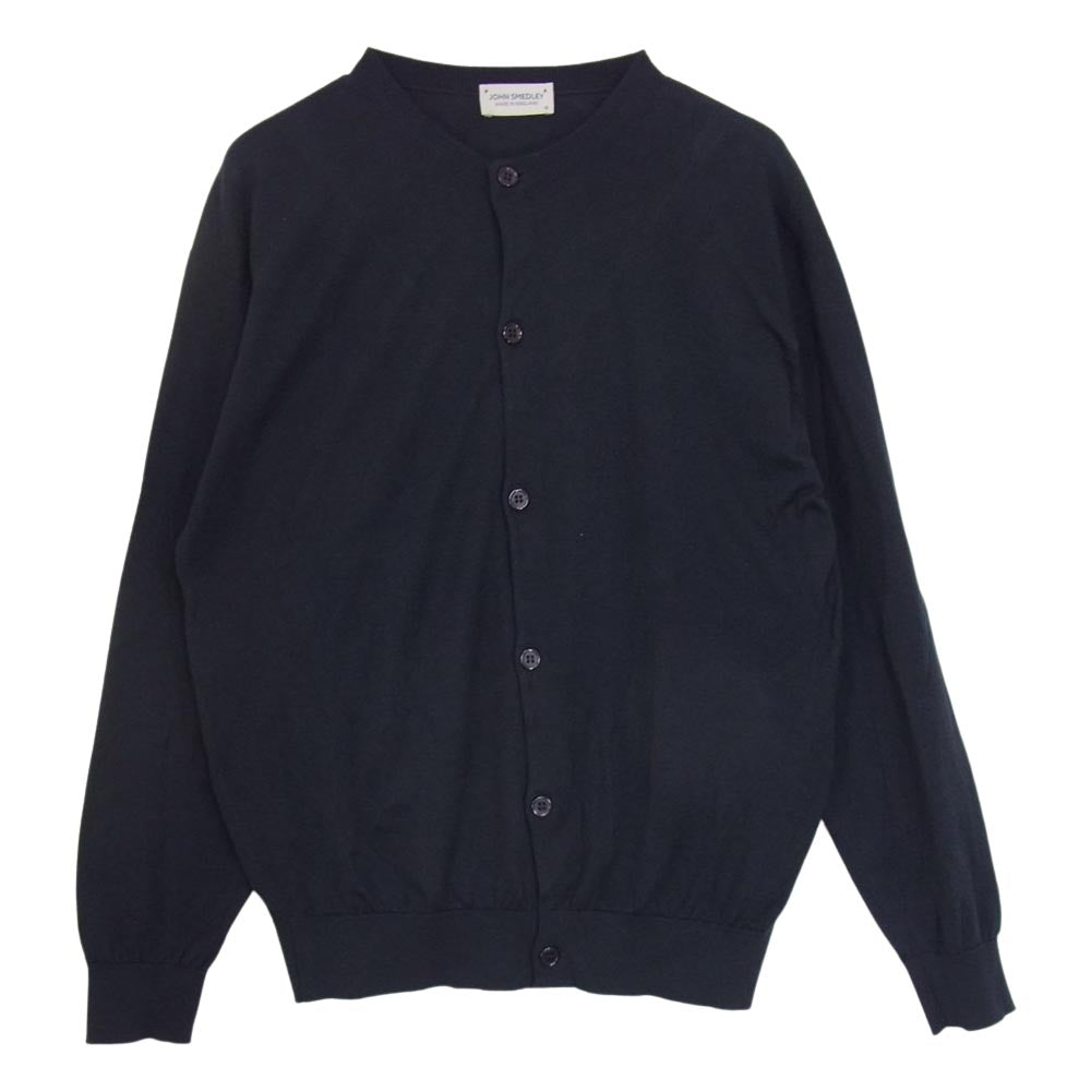 JOHN SMEDLEY ジョンスメドレー 英国製 国内正規品 クルーネック コットン カーディガン ネイビー系【中古】