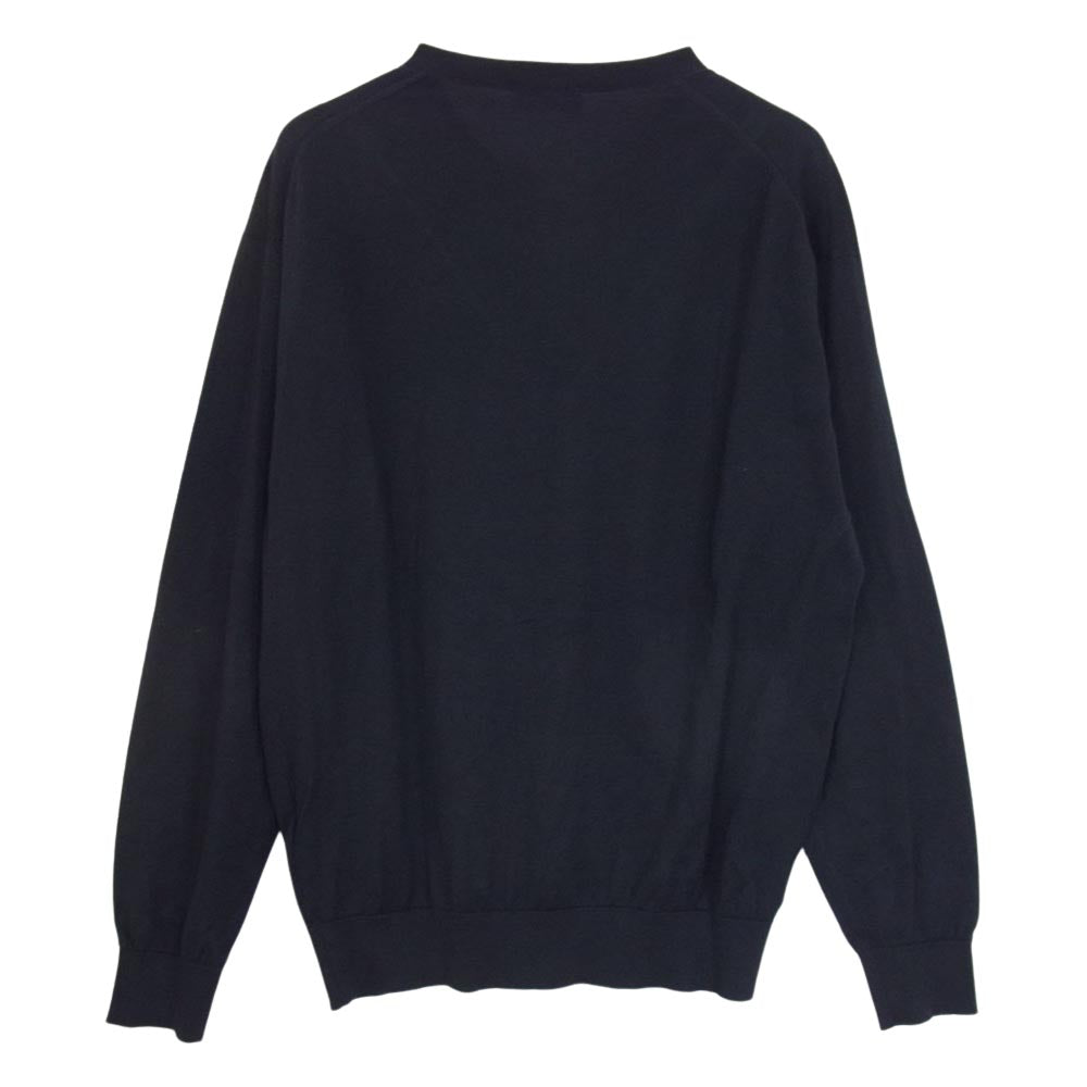 JOHN SMEDLEY ジョンスメドレー 英国製 国内正規品 クルーネック コットン カーディガン ネイビー系【中古】