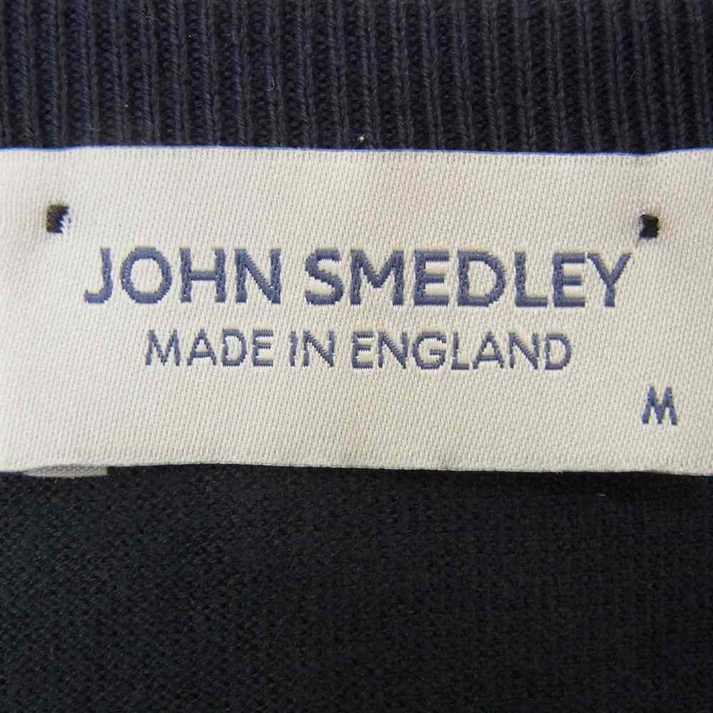 JOHN SMEDLEY ジョンスメドレー 英国製 国内正規品 クルーネック コットン カーディガン ネイビー系【中古】