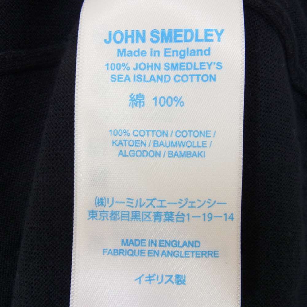 JOHN SMEDLEY ジョンスメドレー 英国製 国内正規品 クルーネック コットン カーディガン ネイビー系【中古】