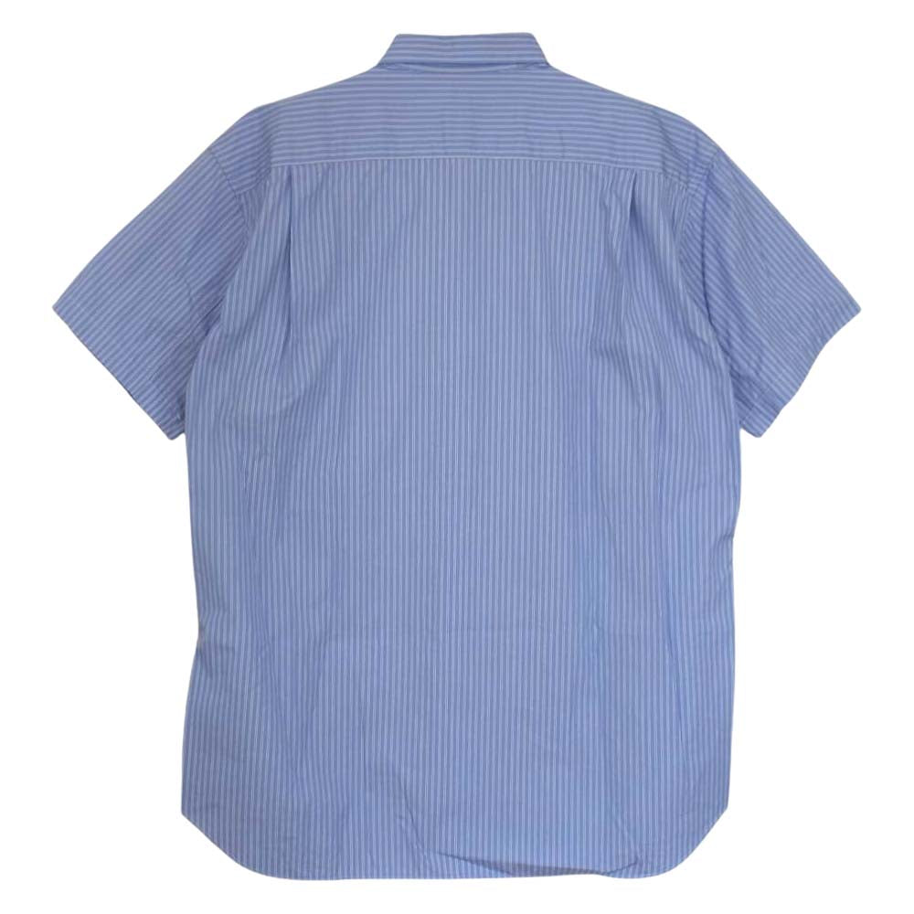COMME des GARCONS コムデギャルソン SHIRT フランス製 S28061 Contrast Panel Short Sleeve Shirt Stripe/Mix パッチワーク ストライプ 半袖 シャツ ブルー系 ベージュ系 カーキ系【中古】