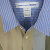 COMME des GARCONS コムデギャルソン SHIRT フランス製 S28061 Contrast Panel Short Sleeve Shirt Stripe/Mix パッチワーク ストライプ 半袖 シャツ ブルー系 ベージュ系 カーキ系【中古】