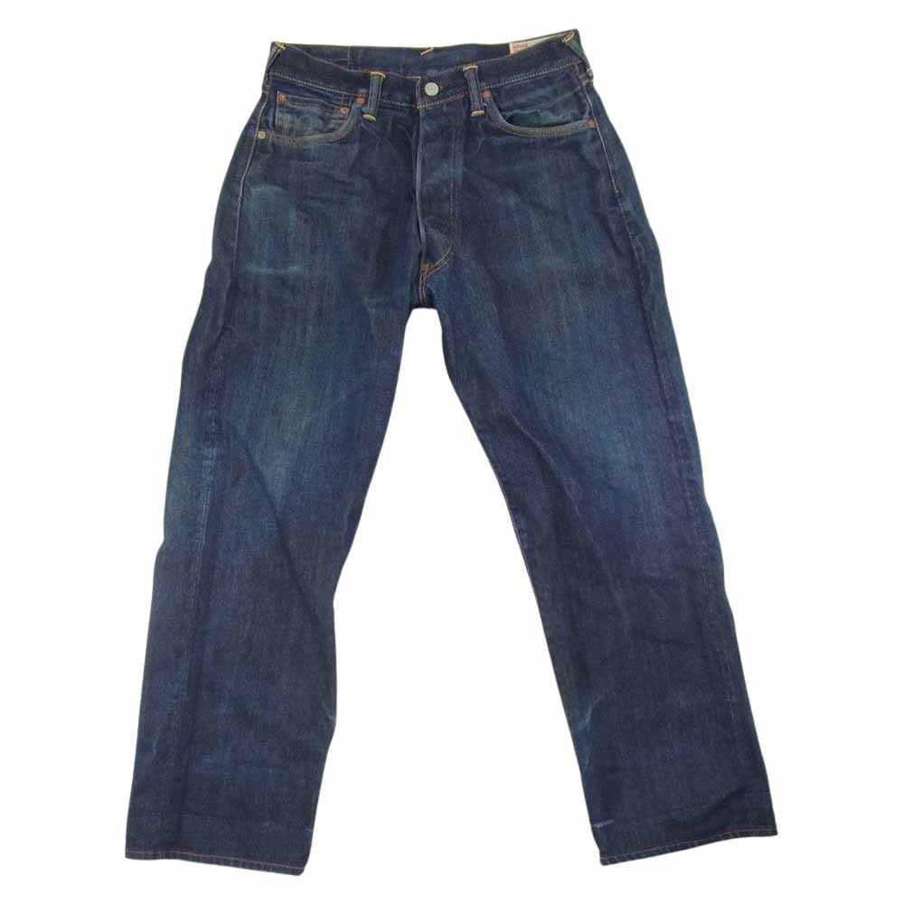 EVISU エヴィス LOT 2001 No2 ピンク ペイント ボタンフライ セルビッチ デニム パンツ インディゴブルー系 33【中古】