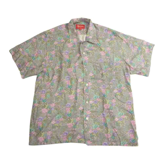 Supreme シュプリーム 19SS Mini Floral Rayon S/S Shirt ミニ フローラル レーヨン アロハ 半袖 シャツ グレー系 S【美品】【中古】