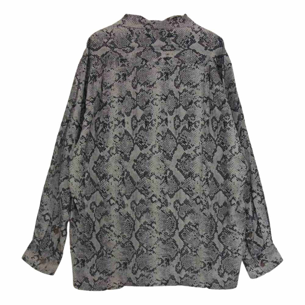 WACKO MARIA ワコマリア 19FW-WMS-HI01 HAWAIIAN SHIRT L/S TYPE-1 パイソン柄 長袖 ハワイアンシャツ グレー系 L【中古】