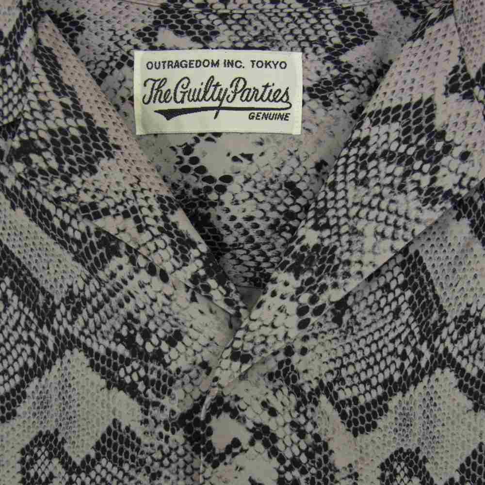 WACKO MARIA ワコマリア 19FW-WMS-HI01 HAWAIIAN SHIRT L/S TYPE-1 パイソン柄 長袖 ハワイアンシャツ グレー系 L【中古】