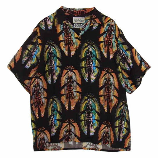 WACKO MARIA ワコマリア 21SS NMD-WM-HI02-B  舐達磨 BUDSPOOL HAWAIIAN SHIRT PURPLE バッズプール ハワイアン アロハ シャツ ブラック系 L【中古】