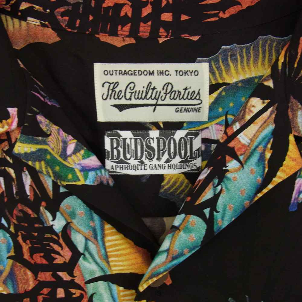 WACKO MARIA ワコマリア 21SS NMD-WM-HI02-B  舐達磨 BUDSPOOL HAWAIIAN SHIRT PURPLE バッズプール ハワイアン アロハ シャツ ブラック系 L【中古】