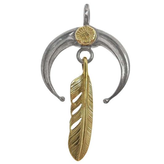 WINGROCK ウィングロック K18 全金小フェザー 金メタル付き ナジョーネ ナジャ ペンダントトップ シルバー系 ゴールド系【中古】