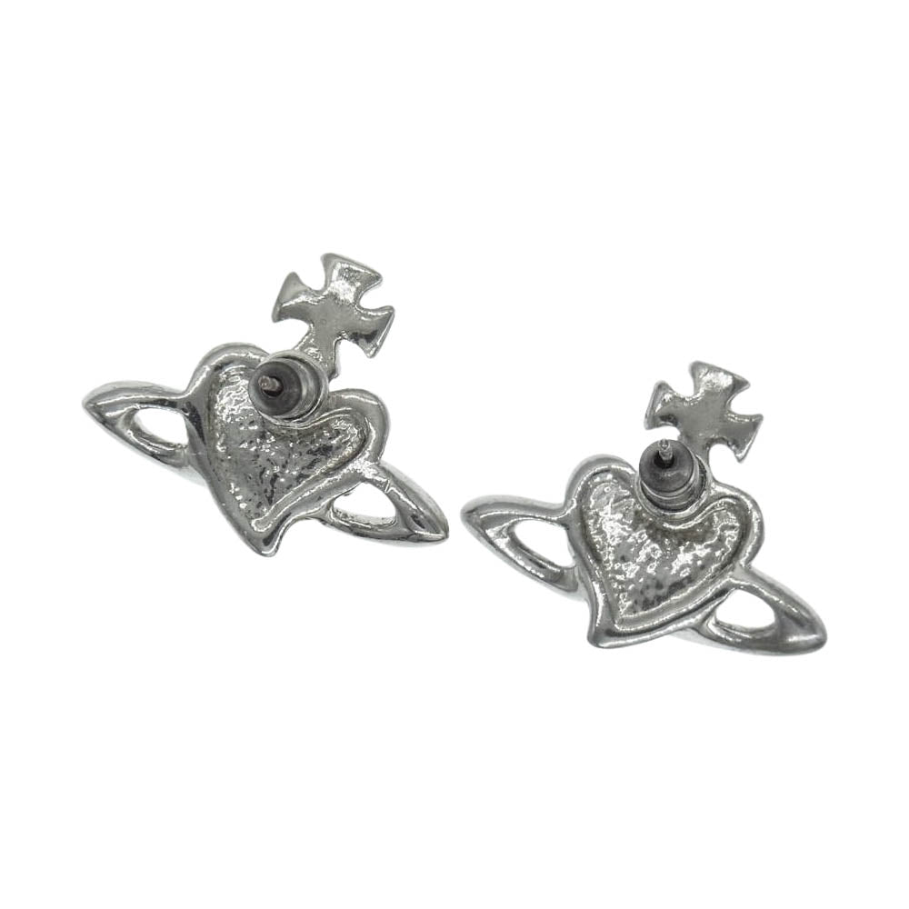 Vivienne Westwood ヴィヴィアンウエストウッド ディアマンテ ハート ブラック オーブ ピアス シルバー系【中古】