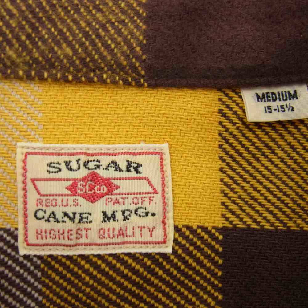 SUGAR CANE シュガーケーン SC28236 ツイルチェック 長袖 ワークシャツ  イエロー系 M【新古品】【未使用】【中古】