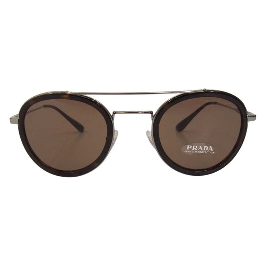 PRADA プラダ 01A-8C1 SPR 56X 46□24 140 3N ガンメタル アイウェア サングラス ダークブラウン系【美品】【中古】