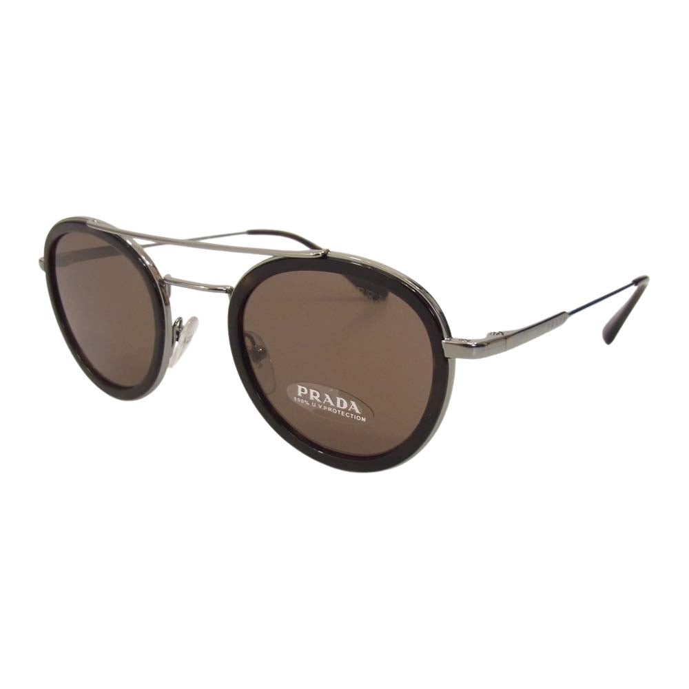 PRADA プラダ 01A-8C1 SPR 56X 46□24 140 3N ガンメタル アイウェア サングラス ダークブラウン系【美品】【中古】