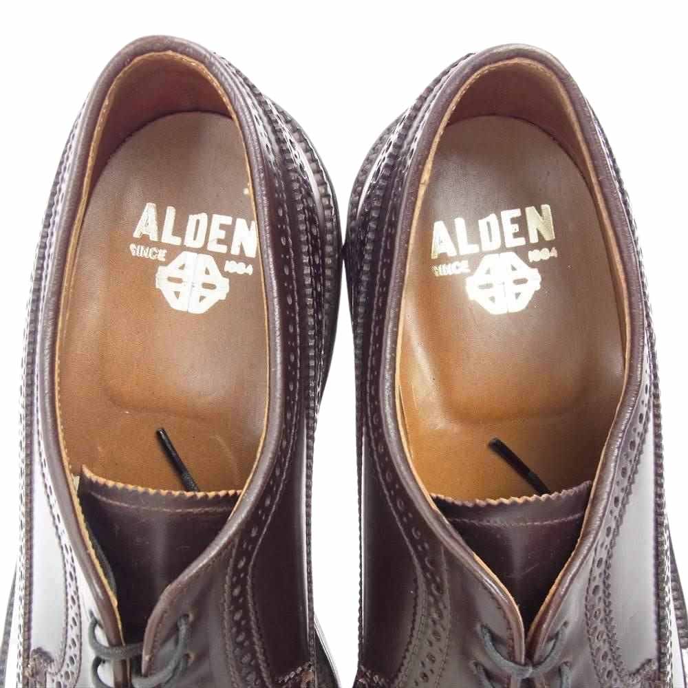 ALDEN オールデン 旧ロゴ 80s～90s 975 ロングウィングチップ コードバン ビジネスシューズ ワインレッド系 8【極上美品】【中古】