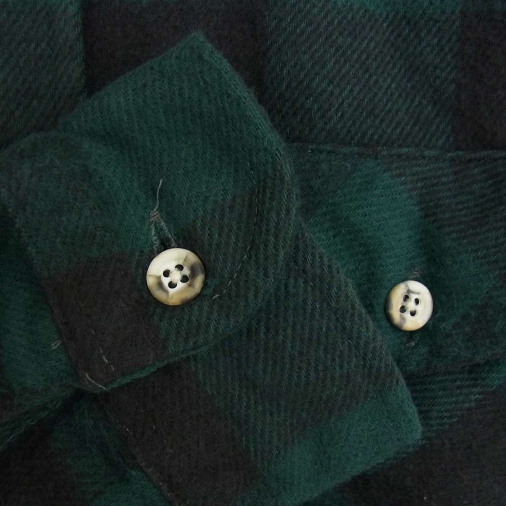 FIVE BROTHER ファイブブラザー 90s 襟芯入り ビンテージ ヘヴィ ネルシャツ チェック柄  グリーン グリーン系 M【中古】
