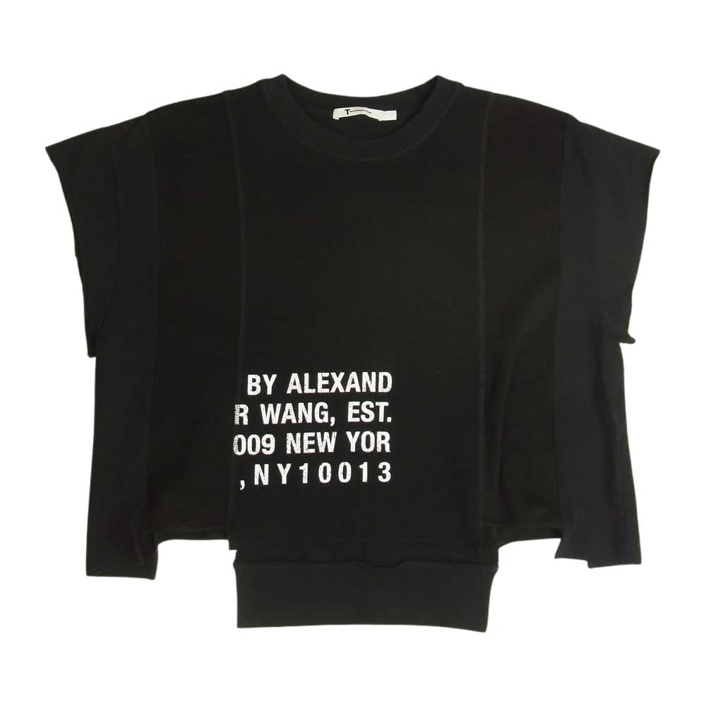 Alexander Wang アレキサンダーワン NY10013 ニット切替 クルーネック フレンチスリーブ カットソー ブラック系 XS【中古】