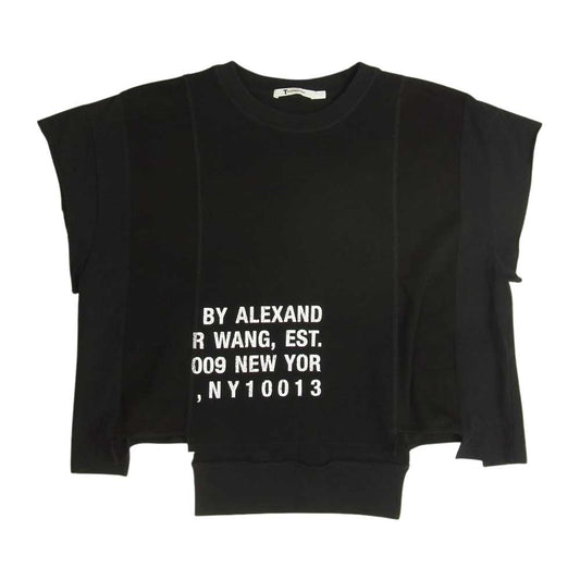 Alexander Wang アレキサンダーワン NY10013 ニット切替 クルーネック フレンチスリーブ カットソー ブラック系 XS【中古】