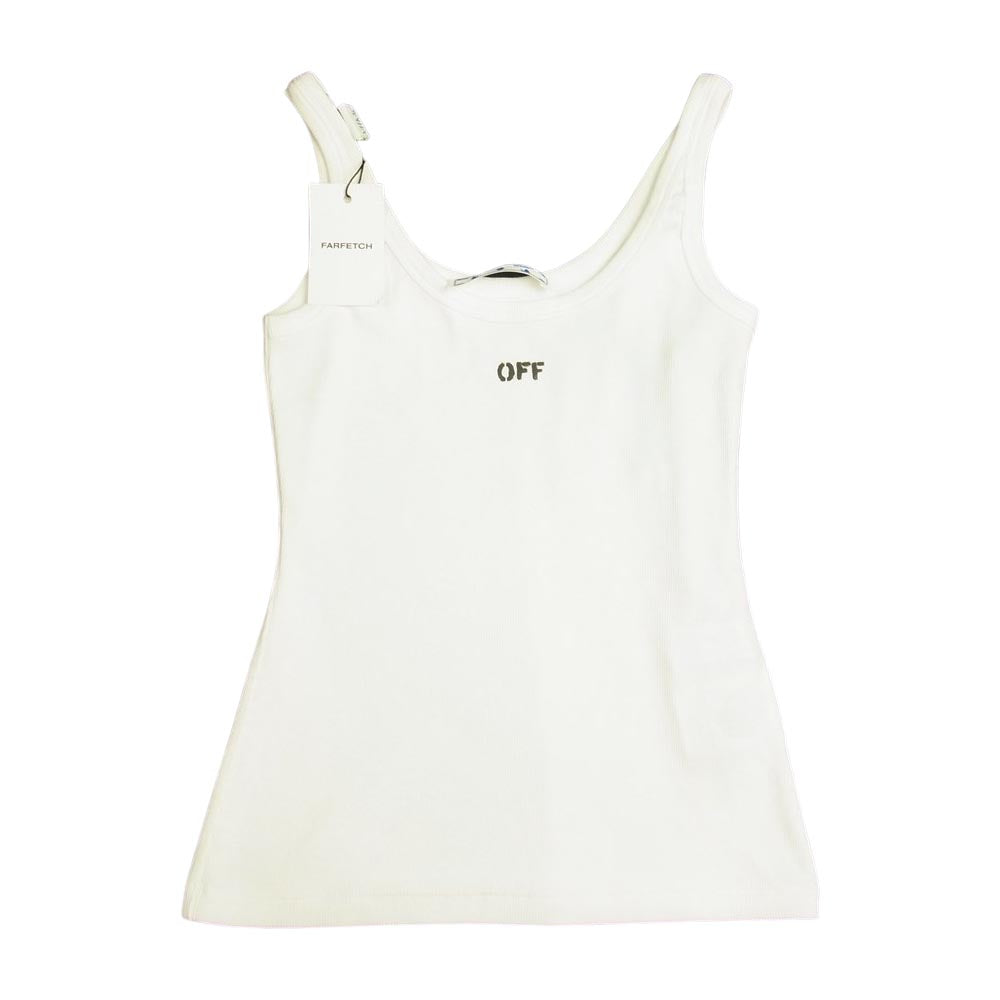 OFF-WHITE オフホワイト OWAD072F21JER001 Basic Ribbed Tank Top ロゴ ベーシック リブ タンクトップ ホワイト系 40【新古品】【未使用】【中古】