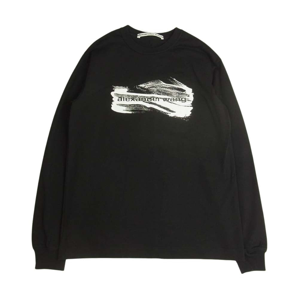 Alexander Wang アレキサンダーワン LONG SLEEVE TEE WITH SOAP SUDS PRINT ロングスリーブ ウィズ ソープサッズ ロゴプリント ペンキ 長袖 Tシャツ ブラック系 XS【中古】