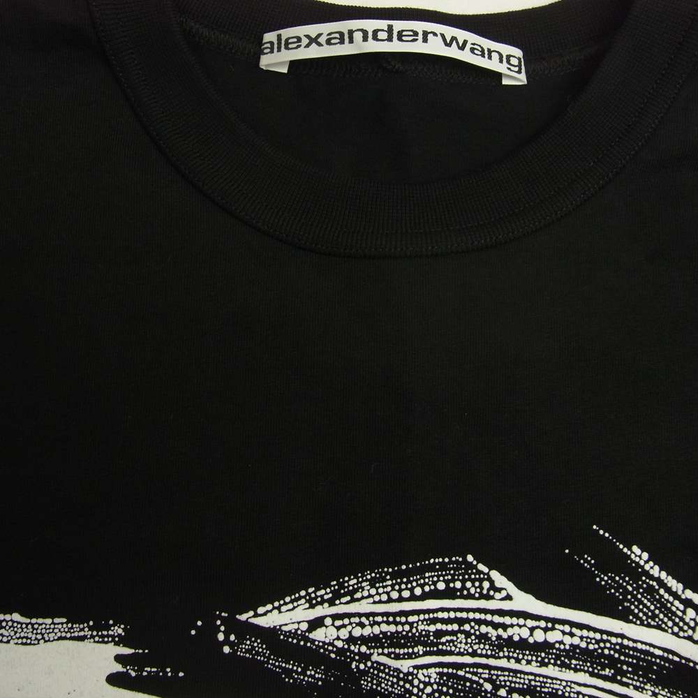 Alexander Wang アレキサンダーワン LONG SLEEVE TEE WITH SOAP SUDS PRINT ロングスリーブ ウィズ ソープサッズ ロゴプリント ペンキ 長袖 Tシャツ ブラック系 XS【中古】
