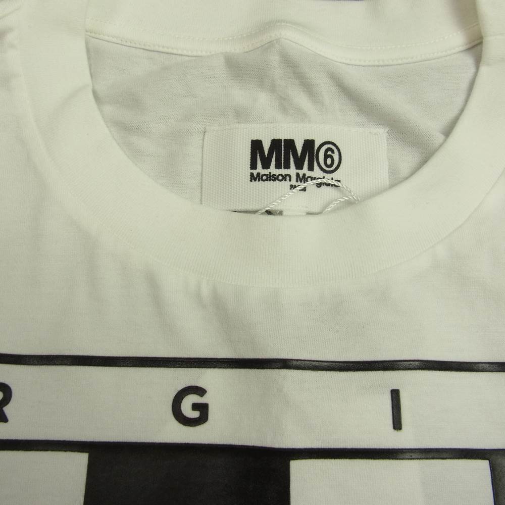 MAISON MARGIELA メゾンマルジェラ MM6 エムエムシックス 22SS S62GD0107 S23955 Checkerboard T-shirt チェッカーボード ロゴプリント 半袖 Tシャツ ホワイト系 XS【新古品】【未使用】【中古】