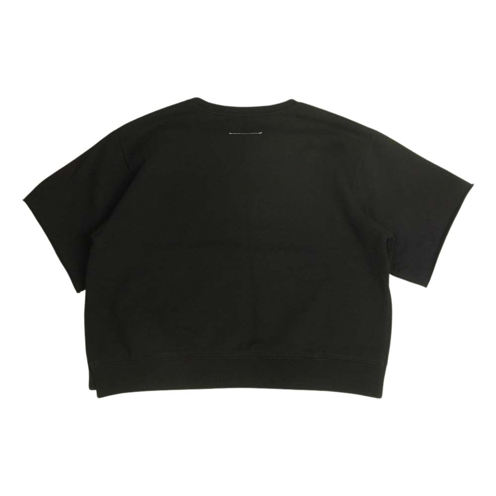 MAISON MARGIELA メゾンマルジェラ MM6 エムエムシックス 21AW S52GU0142 S25337 ロゴ刺繍 サイドスリット 半袖 スウェット Tシャツ ブラック系 S【中古】
