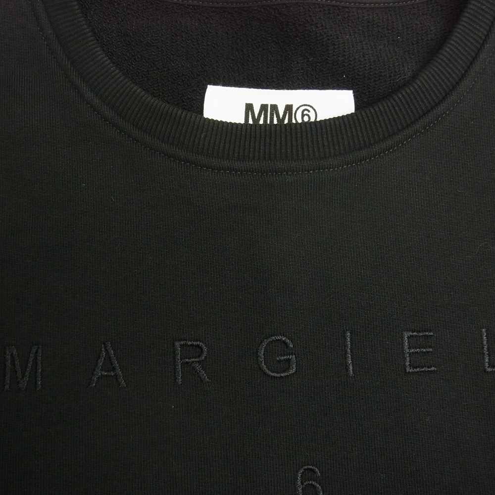 MAISON MARGIELA メゾンマルジェラ MM6 エムエムシックス 21AW S52GU0142 S25337 ロゴ刺繍 サイドスリット 半袖 スウェット Tシャツ ブラック系 S【中古】